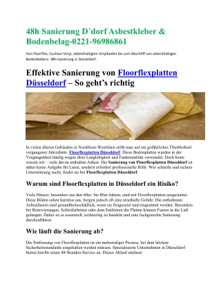 48h Sanierung D´dorf Asbestkleber & Bodenbelag-0221-96986861