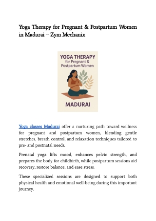 Yoga Therapy for Pregnant & Postpartum Women in Madurai – Zym Mechanix