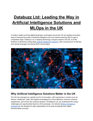 databuzz ltd leading the way in artificial