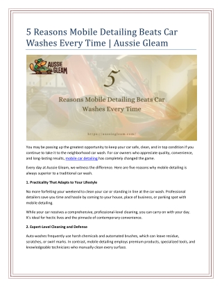 5 Reasons Mobile Detailing Beats Car Washes Every Time | Aussie Gleam