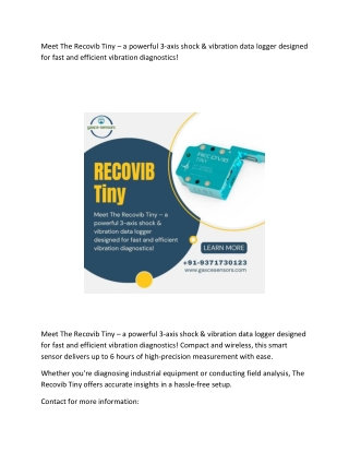 Meet The Recovib Tiny – a powerful 3-axis shock & vibration data logger designed for fast and efficient vibration diagno