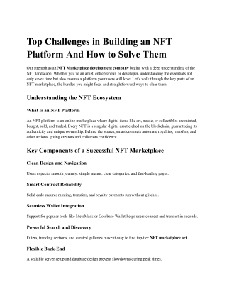 Top Challenges in Building an NFT Platform And How to Solve Them