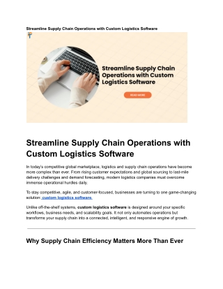streamline supply chain operations with custom