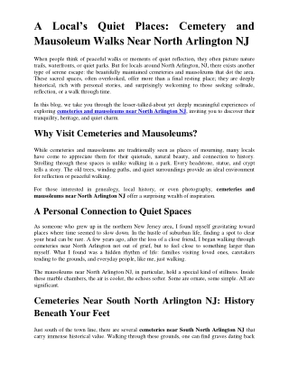 A Local’s Quiet Places- Cemetery and Mausoleum Walks Near North Arlington NJ