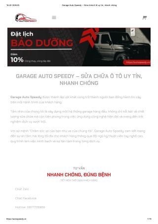 Garage Auto Speedy – Sửa chữa ô tô uy tín, nhanh chóng