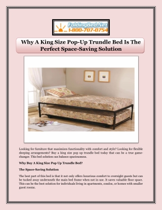 Why A King Size Pop-Up Trundle Bed Is The Perfect Space-Saving Solution