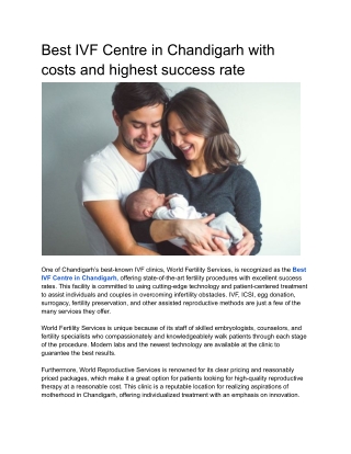 Best IVF Centre in Chandigarh with costs and highest success rate