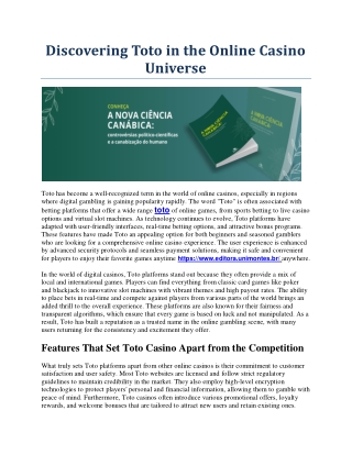 Discovering Toto in the Online Casino Universe