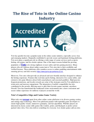 The Rise of Toto in the Online Casino Industry