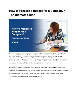 How to Prepare a Budget for a Company The Ultimate Guide