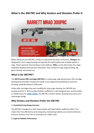 What Is the 300 PRC and Why Hunters and Shooters Prefer It
