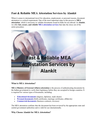 Fast & Reliable MEA Attestation Services by Alankit