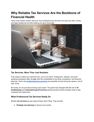 Why Reliable Tax Services Are the Backbone of Financial Health