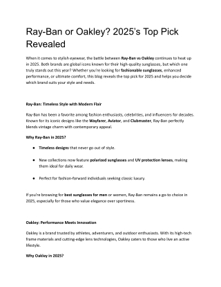 Ray-Ban or Oakley_ 2025’s Top Pick Revealed