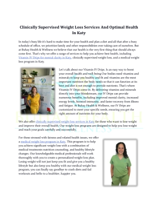 clinically supervised weight loss services
