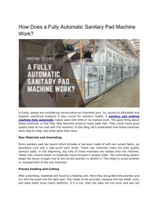 how does a fully automatic sanitary pad machine