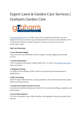 Expert Lawn & Garden Care Services | Graham’s Garden Care