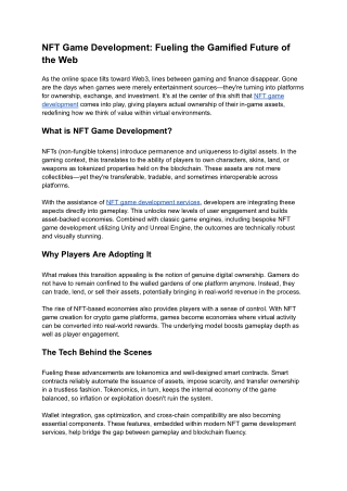 NFT Game Development_ Fueling the Gamified Future of the Web