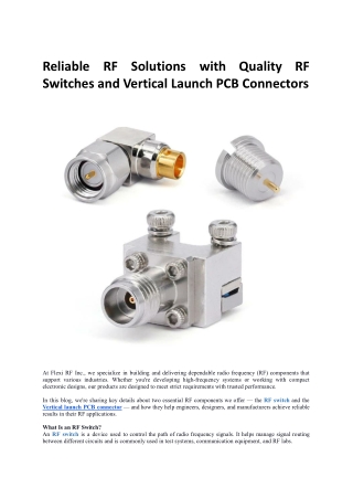 reliable rf solutions with quality rf switches