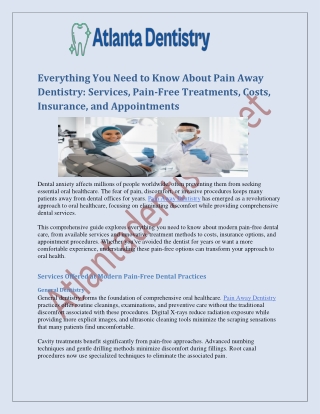 Pain Away Dentistry | Gentle & Comfortable Dental Care Solutions