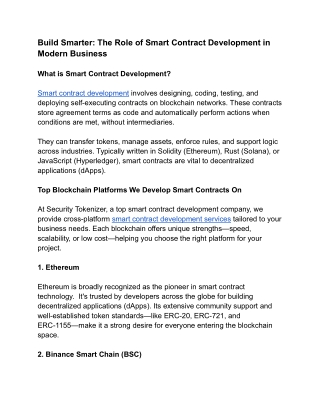 Build Smarter The Role of Smart Contract Development in Modern Business