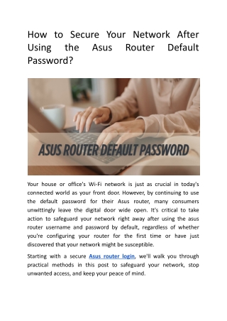 how to secure your network after using the asus