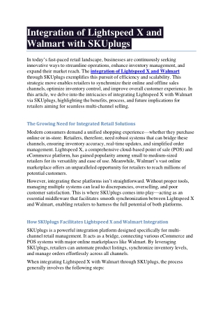 Integration of Lightspeed X and Walmart with SKUplugs