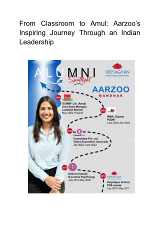 From Classroom to Amul Aarzoo’s Inspiring Journey Through an Indian Leadership Academy