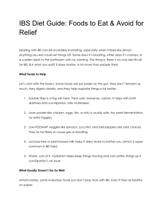 ibs diet guide foods to eat avoid for relief