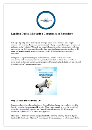 Leading Digital Marketing Companies in Bangalore