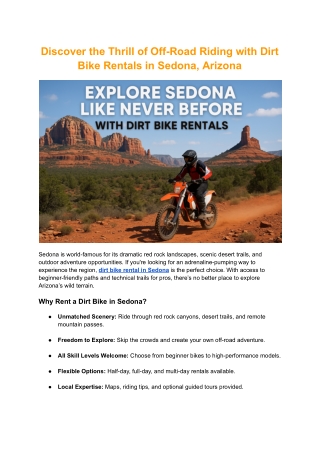 Unleash the Adventure with Dirt Bike Rental Sedona