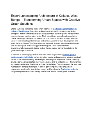 Expert Landscaping Architecture in Kolkata, West Bengal