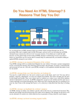 Do You Need An HTML Sitemap? 5 Reasons That Say You Do!