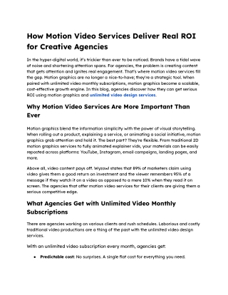 How Motion Video Services Deliver Real ROI for Agencies