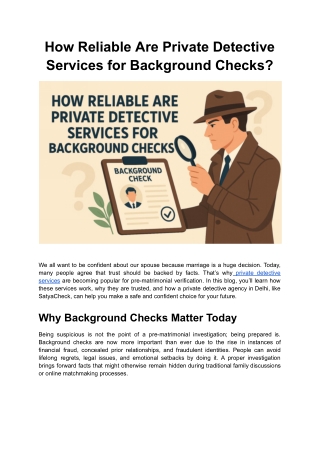 How Reliable Are Private Detective Services for Background Checks