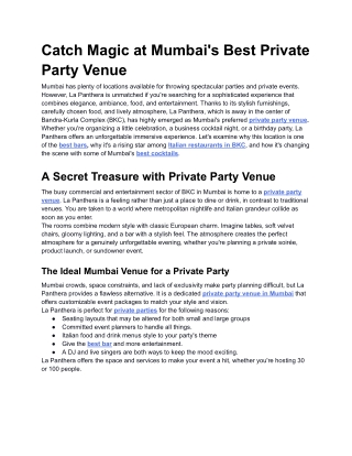 Catch Magic at Mumbai's Best Private Party Venue