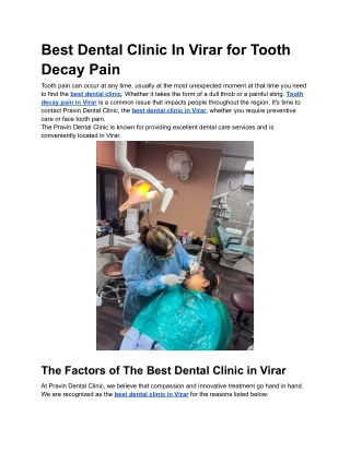 Best Dental Clinic In Virar for Tooth Decay Pain