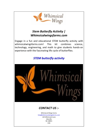 stem butterfly activity whimsicalwingsfarms com