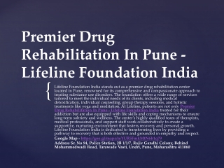 Best Leading Drug Deaddiction Centre in Pune - Lifeline Foundation India