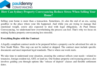 How Can Sydney Property Conveyancing Reduce Stress When Selling Your Home?