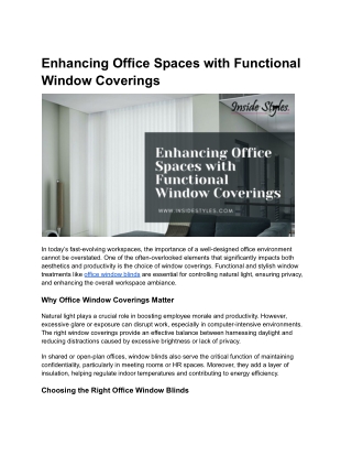 Enhancing Office Spaces with Functional Window Coverings