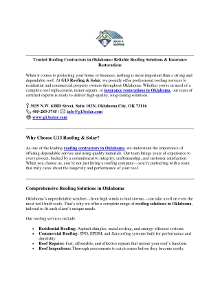 Trusted Roofing Contractors in Oklahoma