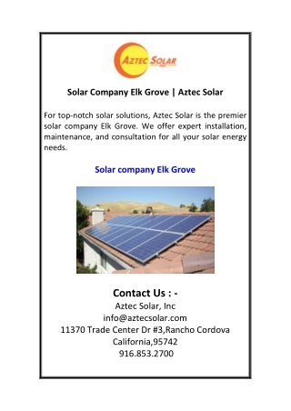 1Solar Company Elk Grove  Aztec Solar