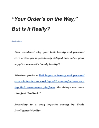 “Your Order’s on the Way,” But Is It Really_