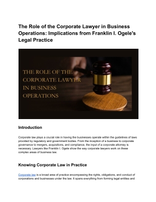 Inside Corporate Law: The Way Franklin I. Ogele Guides Smarter Business Choices
