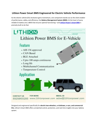 Lithion Power Smart BMS Engineered for Electric Vehicle Performance