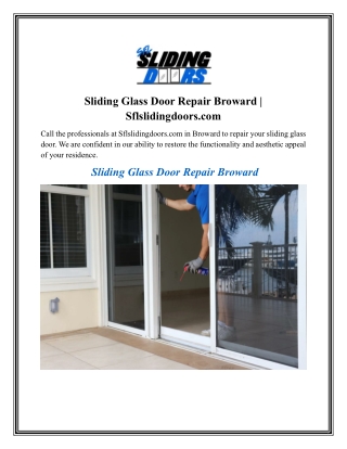 Sliding Glass Door Repair Broward Sflslidingdoors.com