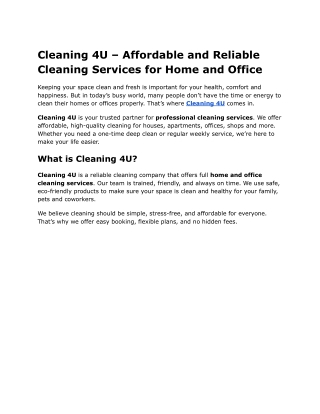 Cleaning 4U – Simple and Trusted Cleaning Services