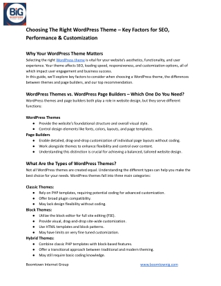Choosing The Right WordPress Theme – Key Factors for SEO, Performance & Customization