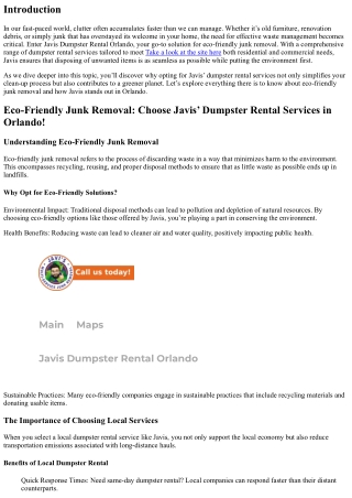 Eco-Friendly Junk Removal: Choose Javis’ Dumpster Rental Services in Orlando!